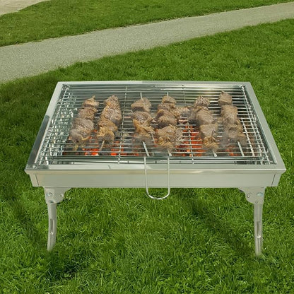 Portable Stainless Steel Grill, Home Charcoal Grill and Outdoor Folding Grill, Perfect for Traveling, Outdoor Cooking and BBQ, Camping, Picnics.