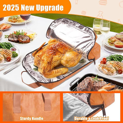 BBQ Blanket for Resting Meat – Reusable 4-Layer Insulated Meat Resting Bag with Wide Mouth & Reinforced Handle, Designed for Large Brisket, Pork Shoulder, Turkey – Ideal Gift for BBQ Lovers