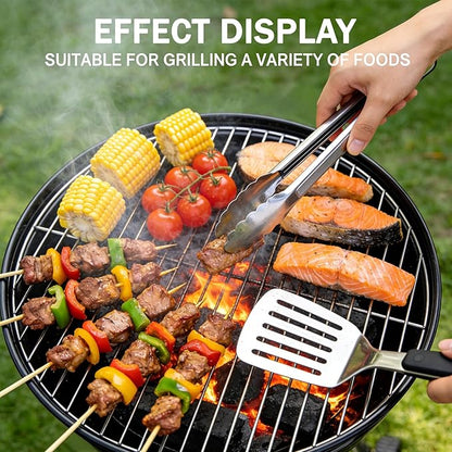16.5-Inch Vertical Charcoal Smoker, Heavy Duty Round Multi-Layer BBQ Grill with Thermometer for Smoking Meats (Black)