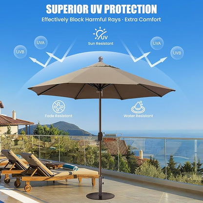 EliteShade USA 10-Year-Non-Fading 10Ft Market Patio Umbrella, UPF 50+ UV Protection Performance Sun Umbrella, Heavy Duty Commercial Grade Outdoor Table Umbrella with Crank, Windproof Vented Top for Garden, Pool, Deck and Outdoor Playsets, No Tilt, Mush...