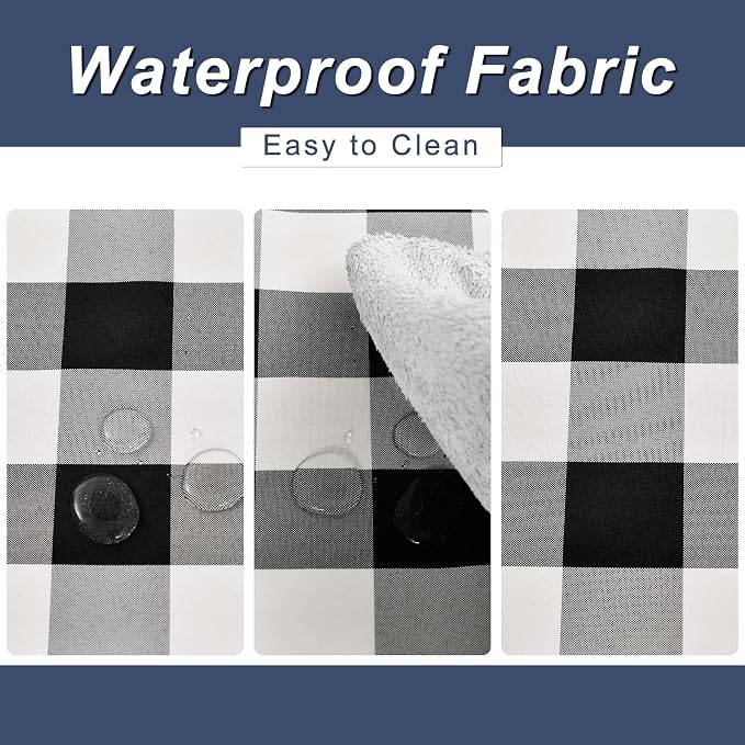Hiasan Buffalo Plaid Table Runner, Classic Farmhouse Black and White Tabletop Collection, Waterproof Table Runner for Kitchen Dining, Banquet, Restaurant, Outdoor Use, 14W x 72L, 1 Piece