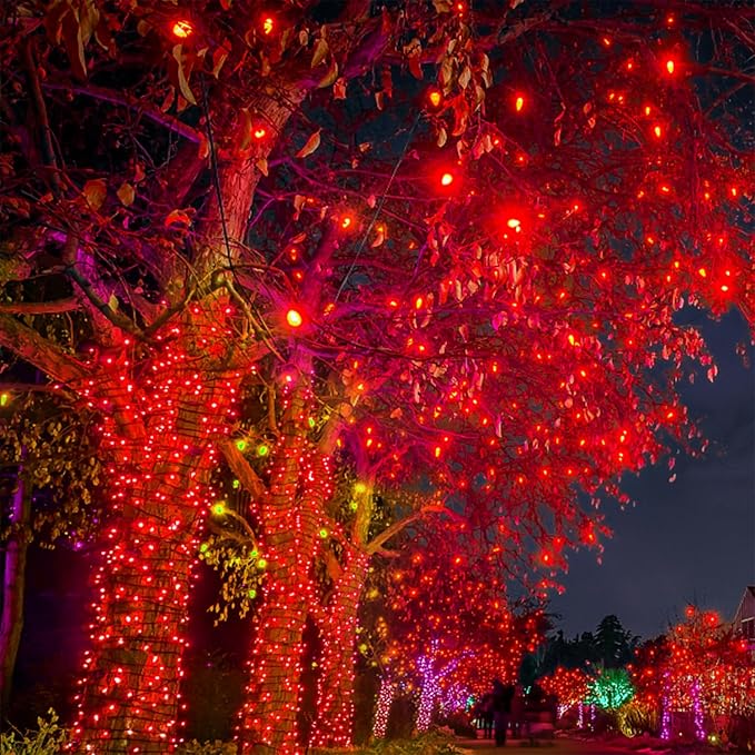 WATERGLIDE 1000 LED Valentines String Lights, 328 FT Green Wire LED Decorative Fairy Lights with Remote & 8 Modes, Waterproof for Outdoor Christmas Holiday Party Garden Wedding Home Decor, Red