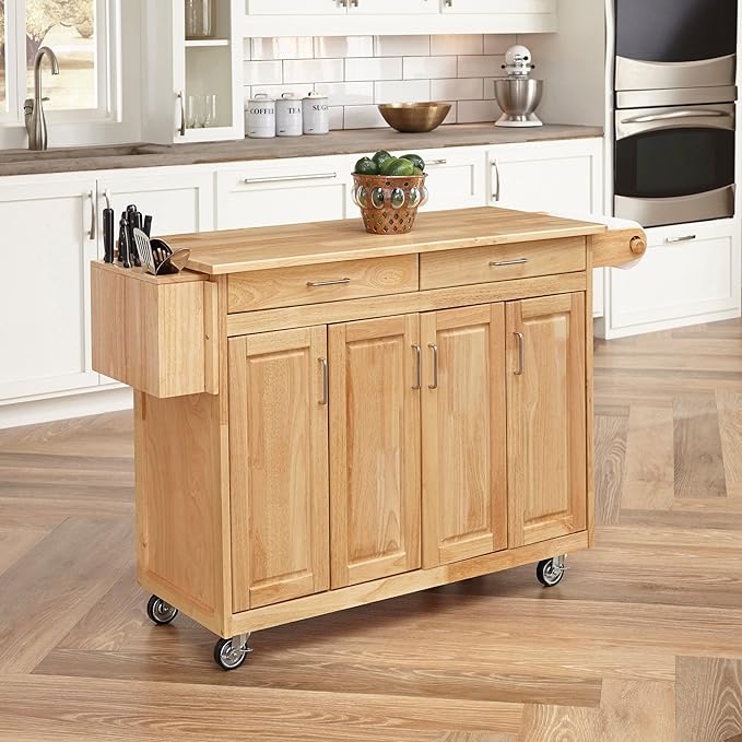Homestyles General Line Natural Mobile Kitchen Cart, 54"W