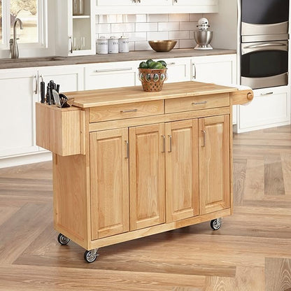Homestyles General Line Natural Mobile Kitchen Cart, 54"W