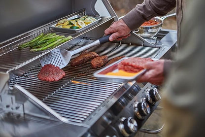 Monument Grills 77352 6+1 Burner Stainless Steel Cabinet Style Propane Gas Grill with Knob Controls, Side Burner, Built-In Thermometer, and Rotisserie Kit