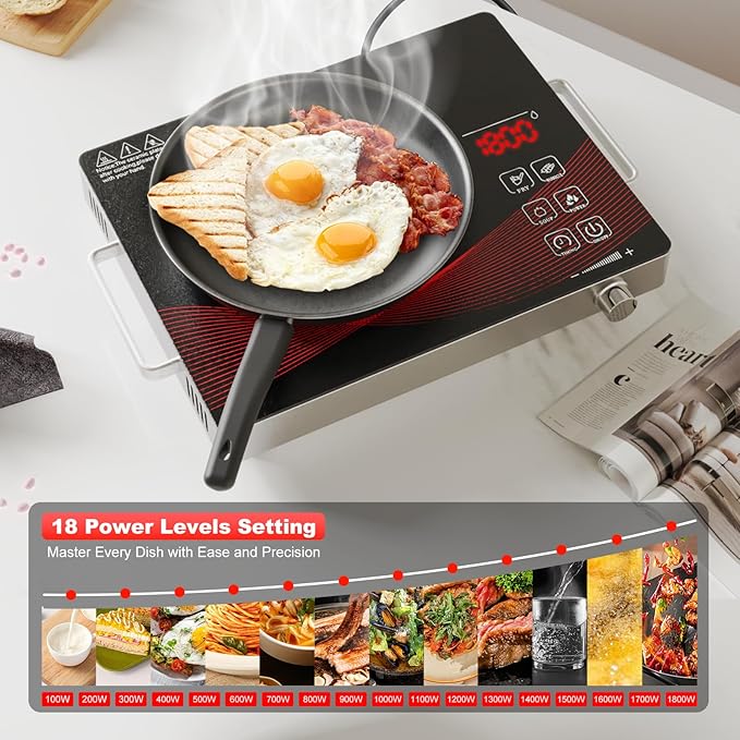 electric burners for cooking stove cooker cocina electrical 1 hornillas parrilla eléctrica para cocinar Portable Electric Cooktop Single Burner Stove with Plug,Hot Plate Countertop1800W 110V