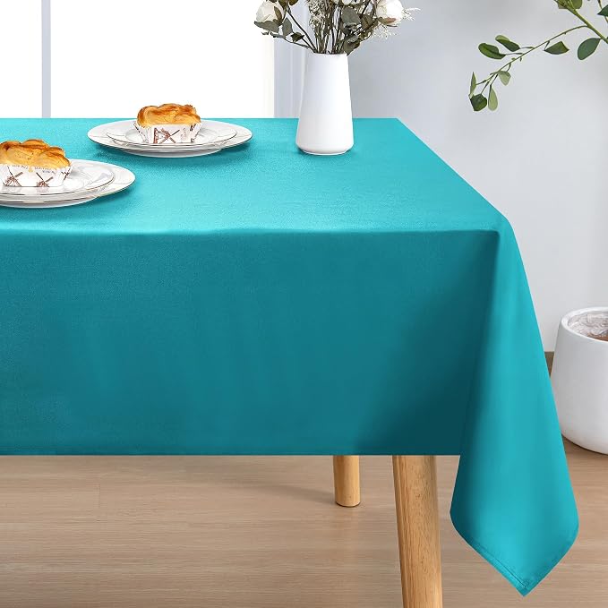 DWCN Rectangle Tablecloth - 60 x 84 Inch - Waterproof Stain and Wrinkle Resistant Washable Table Cloth, Decorative Fabric Table Cover for Kitchen Dining Room Party and Outdoor Use, Turquoise