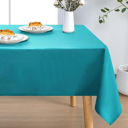 DWCN Rectangle Tablecloth - 60 x 84 Inch - Waterproof Stain and Wrinkle Resistant Washable Table Cloth, Decorative Fabric Table Cover for Kitchen Dining Room Party and Outdoor Use, Turquoise