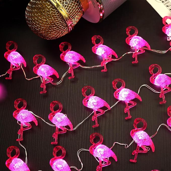 Outdoor Solar Lights for Outside Pink Flamingo Garden Decor 14ft 40LED Solar Power Fairy Lights Waterproof Summer Beach Yard Solar Landscape String Lights 14ft 40LED Patio Fence Backyard Bird Decor
