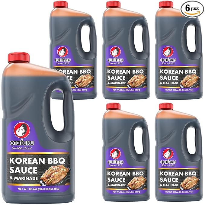Otafuku Korean BBQ Bulgogi Sauce Marinade, Restaurant Bulk Size - 83.2 Ounces (1/2 Gallon) - Pack of 6