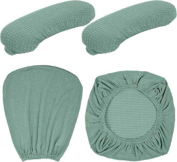 Tallew 4 Pcs Office Chair Covers Stretchable Armrest Seat,XL,Pea Green | Universal Fit Office Desk Chairs, Protective Seat Backrest Slipcovers, Stretchable Prevent Wear, Easy Install for Rotating