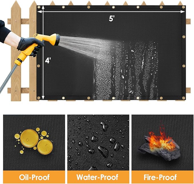 4'x5' Fireproof Heat Shield for Wall Behind Grill Protect Deck Fence from Grill Heat, Heat Shield for Wood Stove, Stove Wall Protector Fridge, BBQ Grill Mat Accessories Compatible with Blackstone