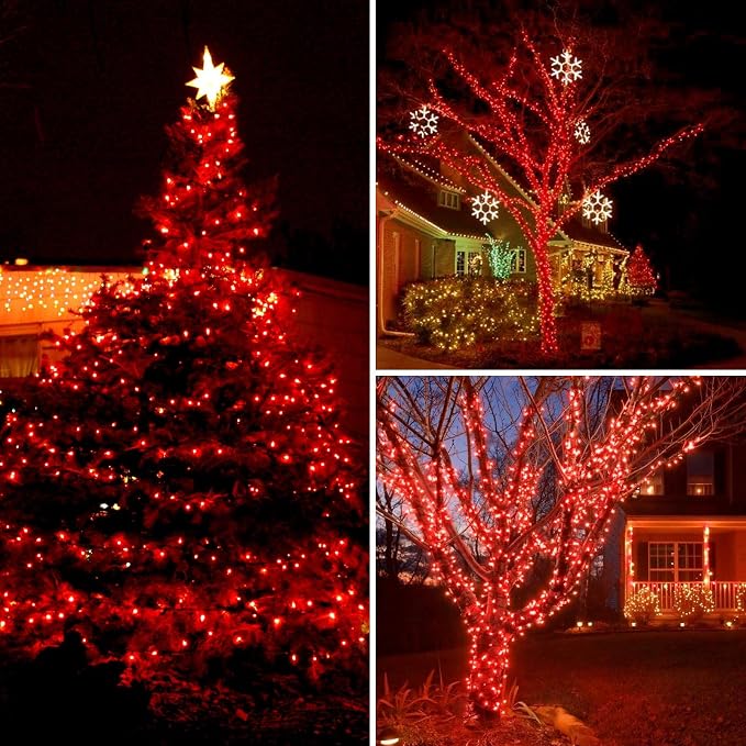 Connectable 200 LED String Lights Indoor Outdoor, 66FT Red Christmas Lights Waterproof, 13 Modes with Timer, Twinkle Fairy Lights Plug in Clear Wire for Christmas Tree, Bedroom, Halloween Decor