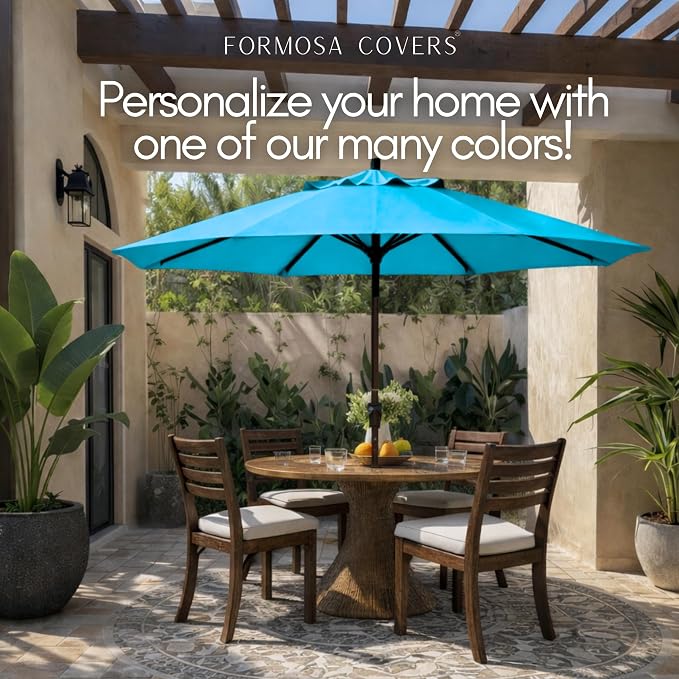 Formosa Covers 9ft 6 Ribs Market Patio Umbrella Replacement Canopy - Top Canvas - 600D UV Protective and Water Resistant Umbrella Fabric - Premium Quality Replacement Canopy Cover ONLY (Teal)