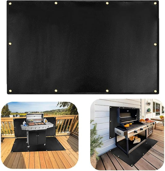 60x40''Grill Mats for Outdoor Grill, Fireproof Heat Shield for Grill, | Protecting Deck Railing Wall From Grill Heat and Oil Stain,Prevent Fence and Wall From Being Blackened by BBQ Smoke.