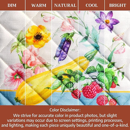 Maison d' Hermine Pot Holders 100% Cotton Heat Resistant Potholders 8" x 8" Hot Pads with Loop BBQ Cooking Baking Hotel Farmhouse Kitchen Handling Hot Pans Spring Summer (Pack of 1, Giverny)