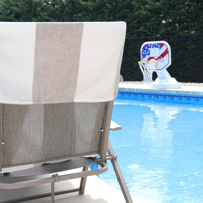 Superior Cabana Cotton Lounge Chair Cover, Outdoor Towel/Chaise Furniture Covers, Terry Cloth, Beach, Spa, Swim Accessories, Pool Chair Cover, Soft, Quick Drying, 32" x 102", Set of 4, Taupe