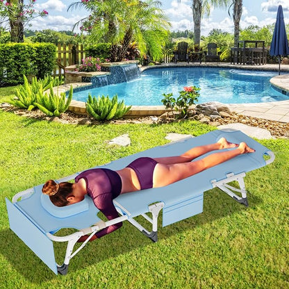 LILYPELLE Folding Chaise Lounge Chair with Pad, Patio Sun Tanning Chair | 5-Position Outdoor Chaise Lounger,Portable Beach Lounge Chair for Outdoor Sunbathing Patio Pool Lawn Deck Poolside