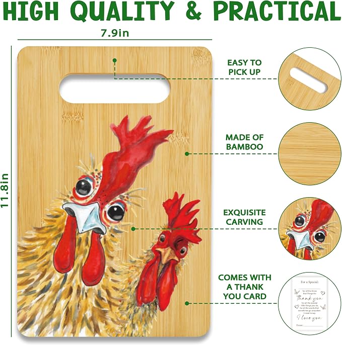 Rooster Cutting Board, Charcuterie Board for Kitchen Decor | House Warming Gifts for Chicken Lovers Couples Friends -19