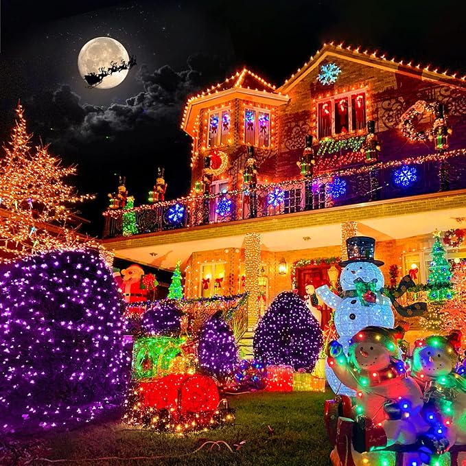 JMEXSUSS 250 LED Orange to Purple Christmas String Lights Indoor Outdoor Waterproof for Garden Patio Party Halloween Christmas Decorations