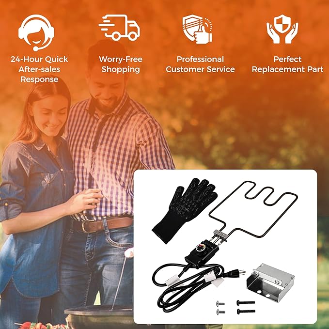 1500 Watt Heating Element 50°F To 450°F For Masterbuilt Electric Smoker and Grill,With Adjustable Thermostat Cord Controller and Stainless steel connection box By Romalon