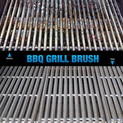 BBQ Grill Brush By GRILL CHIEF - 18" - 3 Stainless Steel Brushes in 1 - Best Barbecue Cleaner Tools Accessories - Outdoor Kitchen Wire Bristles Cleaning Grates Parts Set to Handle Weber, Charbroil, Gas, Electric, Porcelain, Infrared Grills