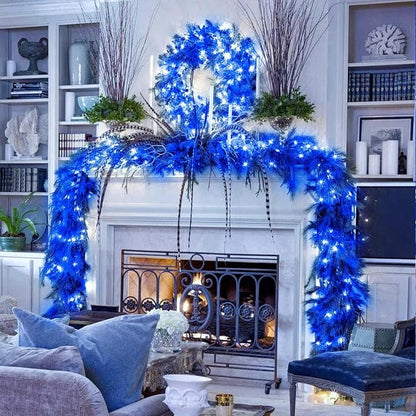 JMEXSUSS 33ft 100 LED Blue Christmas Tree Lights, Battery Operated | Christmas Lights with 8 Modes Remote Waterproof Outdoor Indoor for Halloween Christmas Outside Decorations