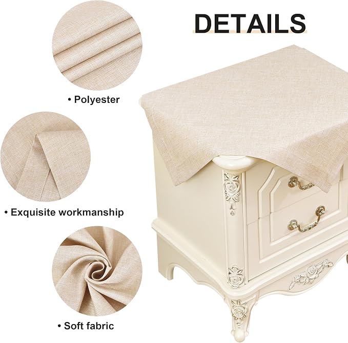 Wolkemer 2 Pack Faux Linen Small Square Tablecloth Heavy Duty Fabric Nightstand Table Cloths 24 x 24 Inch Beige Farmhouse Rustic End Table Cover for Dining Bedroom Tabletop Decoration
