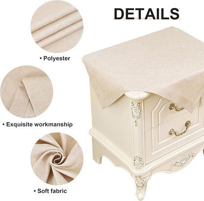 Wolkemer 2 Pack Faux Linen Small Square Tablecloth Heavy Duty Fabric Nightstand Table Cloths 24 x 24 Inch Beige Farmhouse Rustic End Table Cover for Dining Bedroom Tabletop Decoration