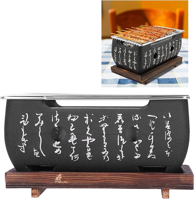Barbecue Stove for Home,Japanese Food Charcoal Stove with Wire Mesh Grill and Base,Japanese Barbecue Grill Mini Household Aluminium Alloy Charcoal Barbecue Stove Oven Accessories