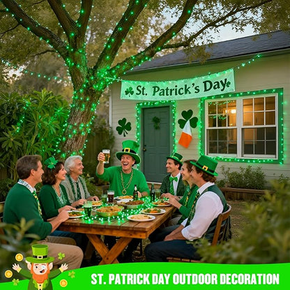 4 Pack St Patricks Day Lights Battery Operated, 50 LEDs 16.5ft Green String Lights Outdoor Waterproof, Green Wire Battery Powered Twinkle Lights for Tree Wreath Christmas St Patricks Day Decorations