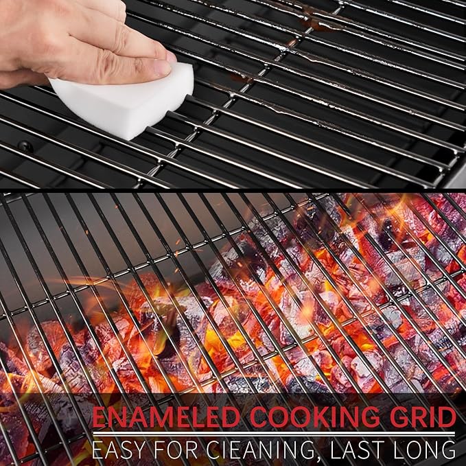 Kendane Barrel Charcoal Grill with offset smoker, 714 Square Inches Cooking Area, Outdoor BBQ Grill with Front and Side Shelf, Perfect for Backyard, Patio Parties and Picnics