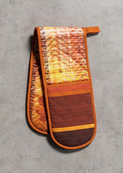 Maison d' Hermine Double Oven Mitt (7" x 35") 100% Cotton Heat Resistant BBQ Cooking Gloves with Loop for Thanksgiving Christmas Decorations Baking Cooking Handling Hot Pan (Thanksgiving Tartan)