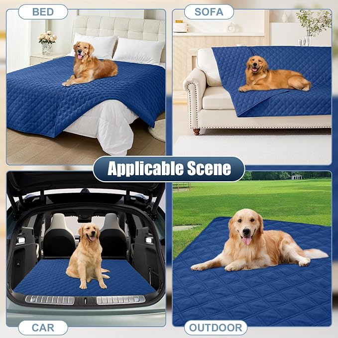 Smiry Waterproof Reversible Pet Couch Covers for Dogs | Pet Friendly, Soft Fabric, Washable Sofa Furniture Protector for Dogs Cat Kids, Checkered (40"x70", Navy/Navy)