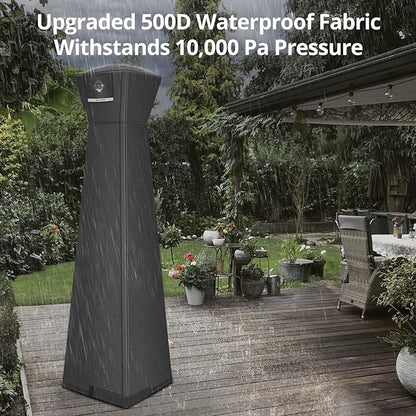QH.HOME Pyramid Patio Heater Covers, [2026 Upgraded Tear-Resistant Fabric] Waterproof with Robust Zipper,Dustproof/Wind/Sunlight/Snow-Resistant,(90"H x 23"L x 23"W ,Black)