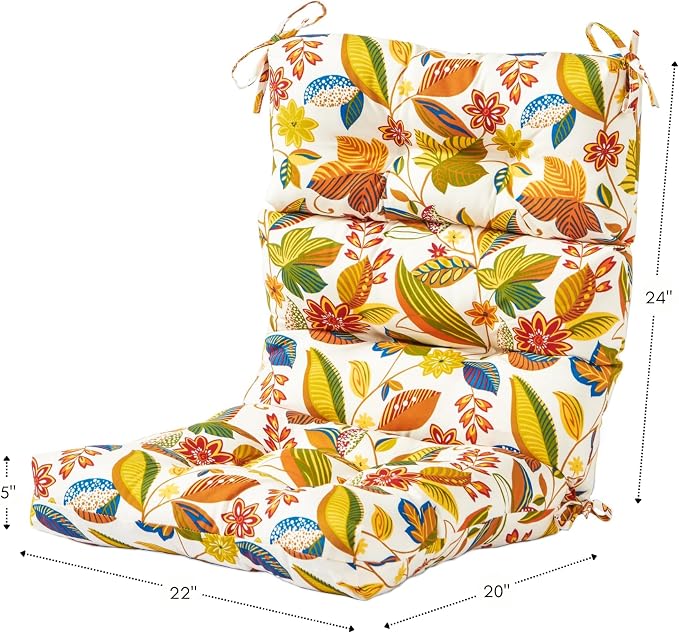 Greendale Home Fashions Outdoor 44 x 22-inch High Back Chair Cushion, Set of 2, Foliage 2 Count