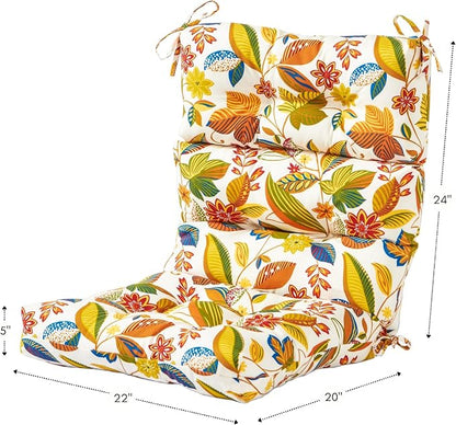 Greendale Home Fashions Outdoor 44 x 22-inch High Back Chair Cushion, Set of 2, Foliage 2 Count