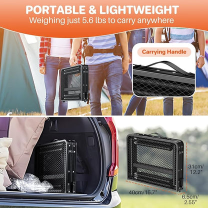 FUNYKICH Folding Grill Table for Outside(23''x16''), Max Height 29.4'' Portable Camping Tables(3 Adjustable Height), Lightweight Aluminum BBQ Table with Portable Handle for Camping, Picnic, BBQ, Black