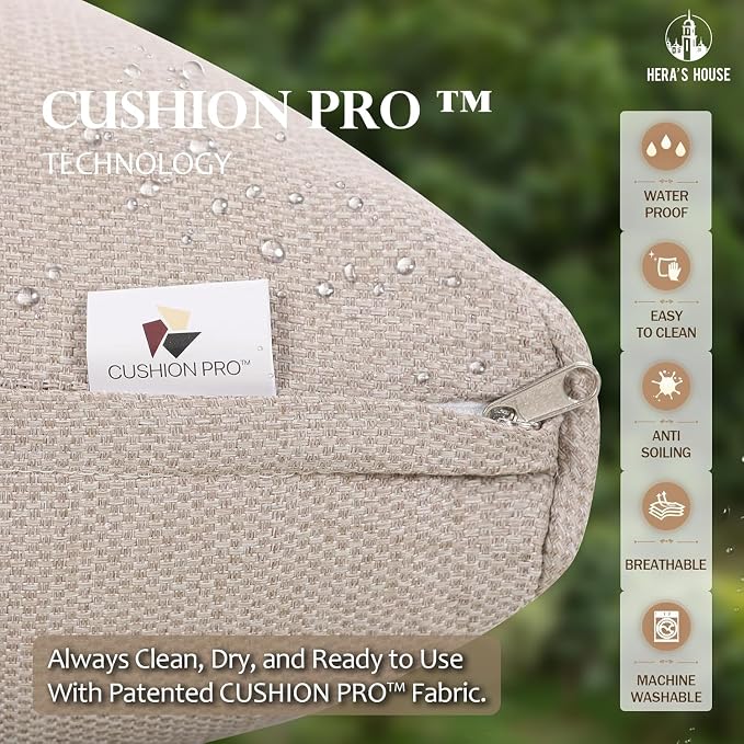 HERA'S HOUSE Outdoor Patio Sofa, 3-Seat Wicker Couch with Waterproof Thick Cushions, Deep Seating Furniture for Garden Porch Backyard, Beige