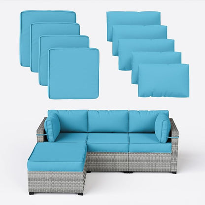 9 Pcs Outdoor Patio Cushions Covers Replacement Sets, Covers Only | 9 Pcs Patio Cushions Covers Replacement UV Resistant, Water Anti-Slip, Heavy-Duty Zippers for 5 Pcs Patio Furniture Set