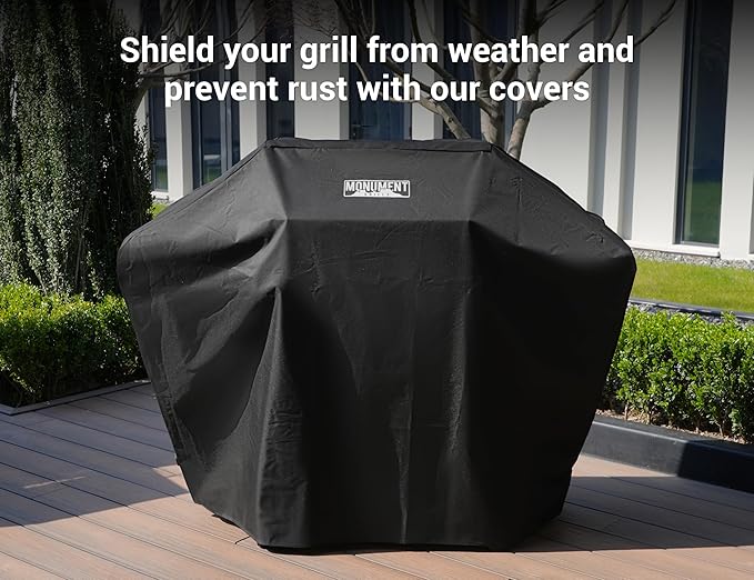 Monument Grills Denali Series, Denali 425 4-Burner Liquid Propane Gas Smart BBQ Grill Stainless Steel with BBQ Cover (2 items)