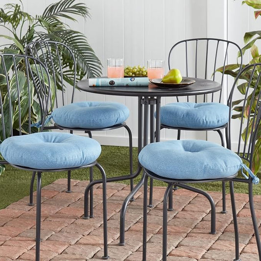 Greendale Home Fashions 15-inch Outdoor Round Bistro Seat Cushion, Set of 4, Denim