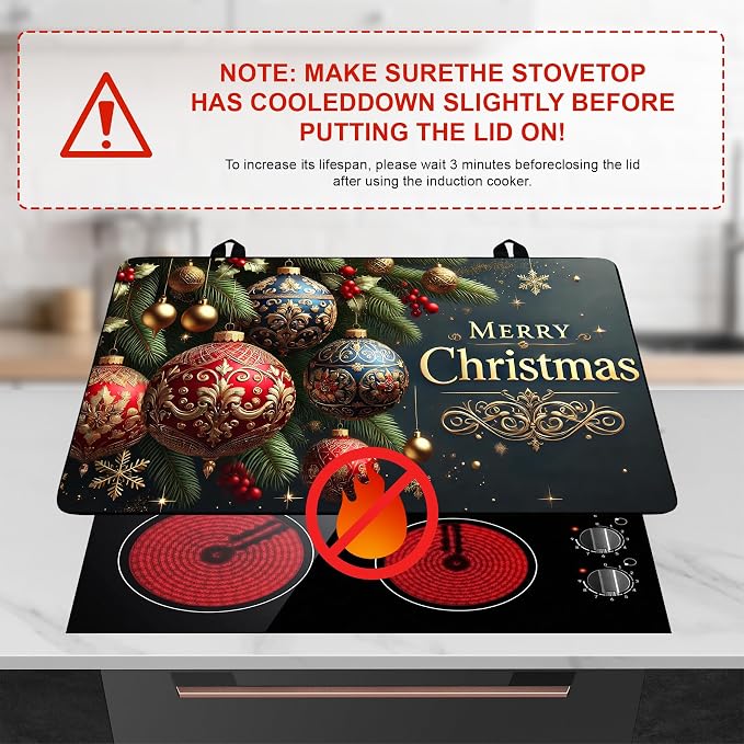 Christmas Stove Top Cover Snowman Stove Top Cover for Home Decoration Kitchen Pad Non-Stick Washable Cooktop Covers Countertop Protector Keep Stove Clean 28"x20" (Ball)