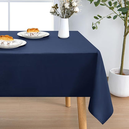 DWCN Rectangle Tablecloth - 52 x 70 Inch - Waterproof Stain and Wrinkle Resistant Washable Table Cloth, Decorative Fabric Table Cover for Kitchen Dining Room Party and Outdoor Use, Navy Blue
