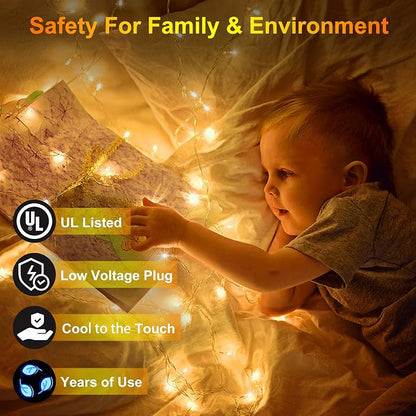 75FT 300 LED Warm White Christmas Tree String Lights | 12 Modes Dimmable, Timer Memory, IP44 Waterproof Indoor Outdoor, Safe 29V Low Voltage, Connectable Holiday Decor