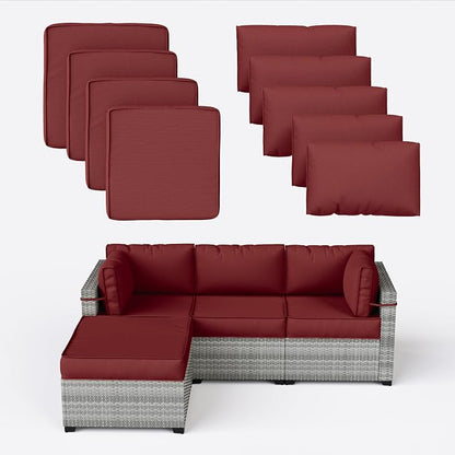 9 Pcs Outdoor Patio Cushions Covers Replacement Sets, Covers Only | 9 Pcs Patio Cushions Covers Replacement UV Resistant, Water Anti-Slip, Heavy-Duty Zippers for 5 Pcs Patio Furniture Set