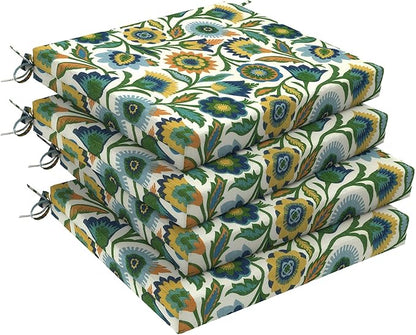 DYTXIII Set of 4 Outdoor Chair Cushions, Water Resistant 18.5"x16"x2" Square Seat Cushion for Patio Dining Chairs, High-Density Replacement Pads for Indoor Outdoor Furniture - Fiesta Floral