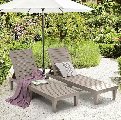 Nestl Sun Tanning Chair - Sand Beige Chaise Lounge Chair Outdoor, Lightweight Pool Lounge Chairs, Adjustable 5-Position Reclining Lawn Chair, Waterproof Beach Outdoor Lounge Chairs