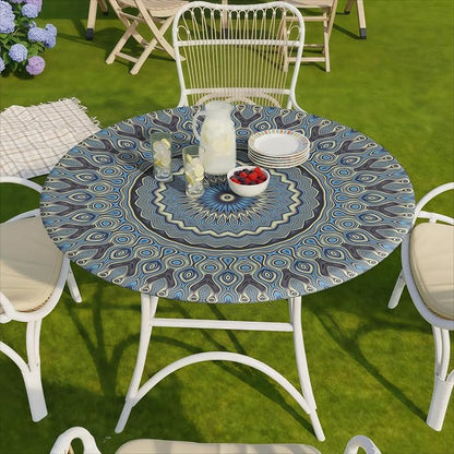 opstellen Drawstring Fitted Round Tablecloth for 36-44" Tables Outside Rustic Polyester Weather Proof Table Clothes Western Aesthetic Home Decoration Car Traveling Necessities Birthday Parties Finds