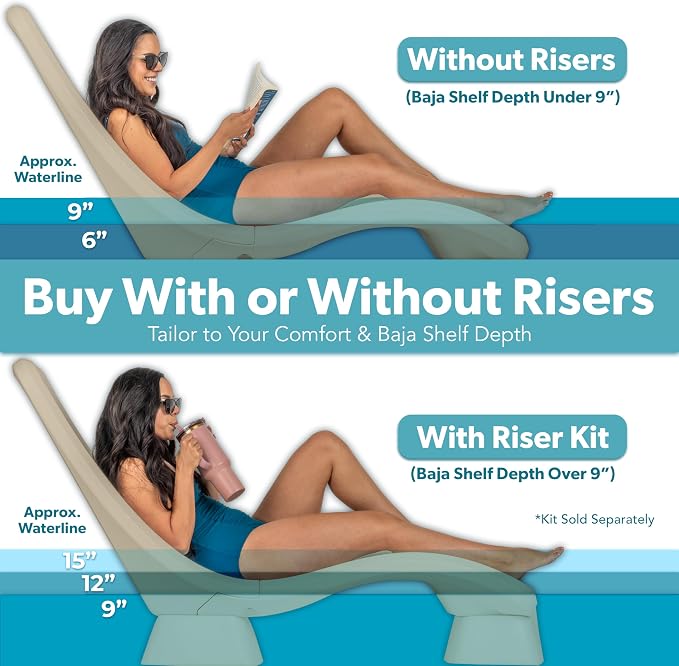 Coast Modern in Pool Lounge Chair - Waterproof & Weighted Chaise Lounger - Outdoor Pool Furniture for Patio or in Baja Shelf - Sand